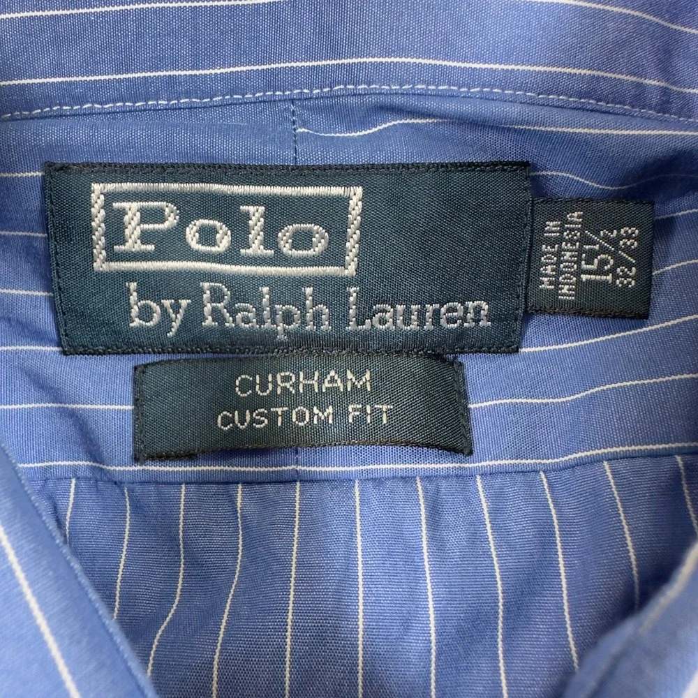 Polo Ralph Lauren Men's 15.5 32/33 L/S Button Down Shirt Curham Classic Fit Blue